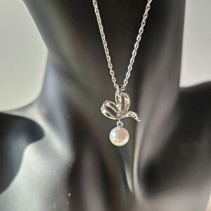 Mikimoto Silver Necklace with Akoya Pearl Pendant